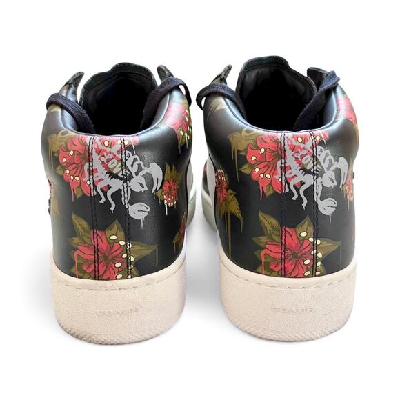 Coach G1680 C210 Mens 11D White Black Red Leather Wild Lily Floral High Top - Picture 5 of 11